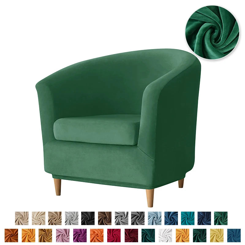 Velvet Tub Cover Chair Jacquard Single Seat Sofa Slipcover 1 Seate Living Room  Furniture Couch Washable Club Armchair Cover