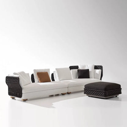 Outdoor rattan sofa, courtyard bed recliner, villa outdoor Nordic simple white bantam L-shaped sofa