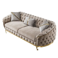 Sofa Velvet American light luxury fabric sofa straight row 123 Internet celebrity designer living room high-end buckle sofa
