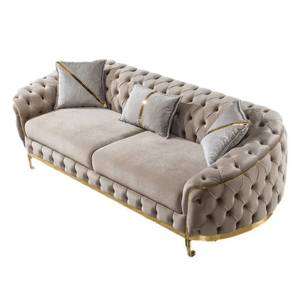 Sofa Velvet American light luxury fabric sofa straight row 123 Internet celebrity designer living room high-end buckle sofa