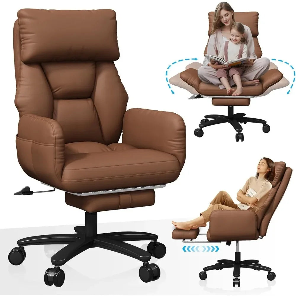 High Back Big And Tall Office Chair with Foot Rest Cross Legged Criss Cross Desk Chair Reversible with Arms for Comfortable