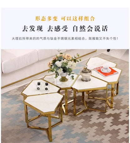 Creative Simple Modern Stainless Steel Marble Coffee Table Living Room Coffee Table Side Table
