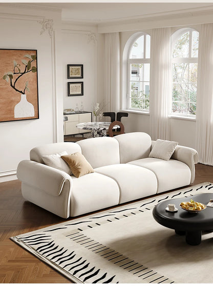 Small apartment sofa living room French retro cloud coffee table combination set green wind straight row fabric