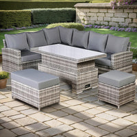 Best Selling Patio Furniture Garden Rattan Sofa Set Outdoor Restaurant PE Rattan L Shape Sectional Chaise Sofas with Tea Table