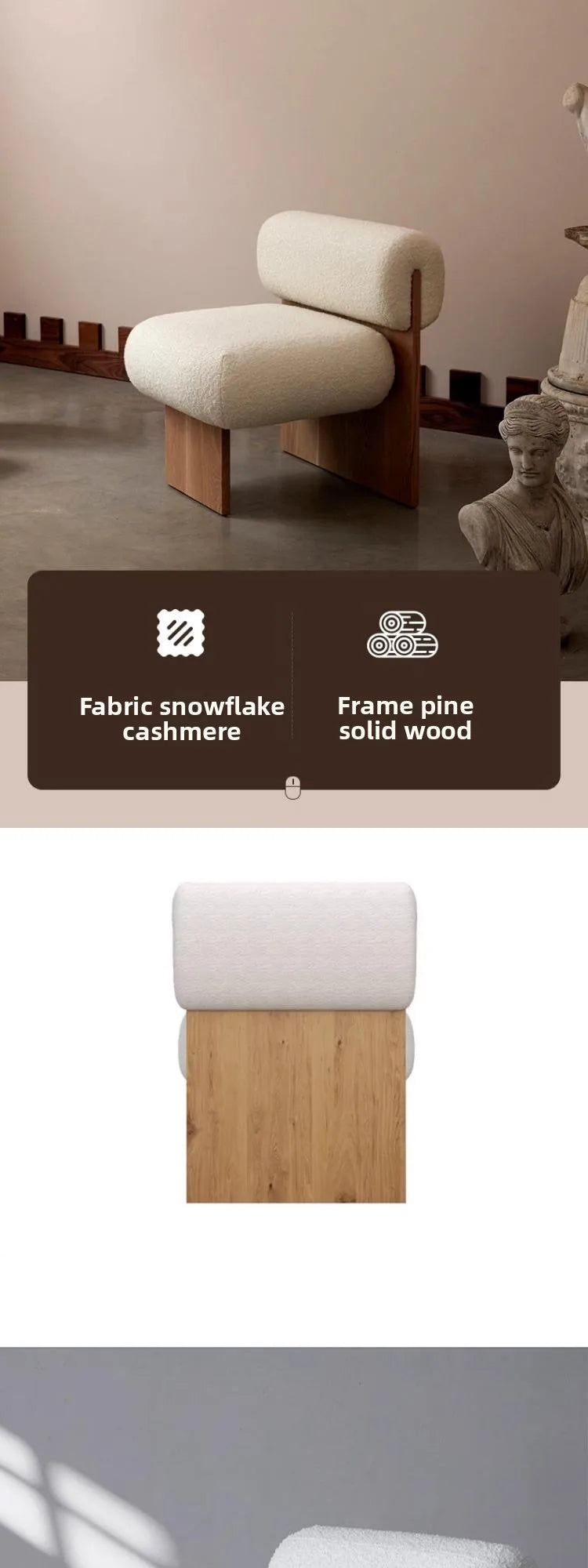 Wabi Sabi Style Single Sofa Chair, Casual Designer, Small-sized Solid Wood Hotel, Homestay, Living Room, Balcony, Single Chair