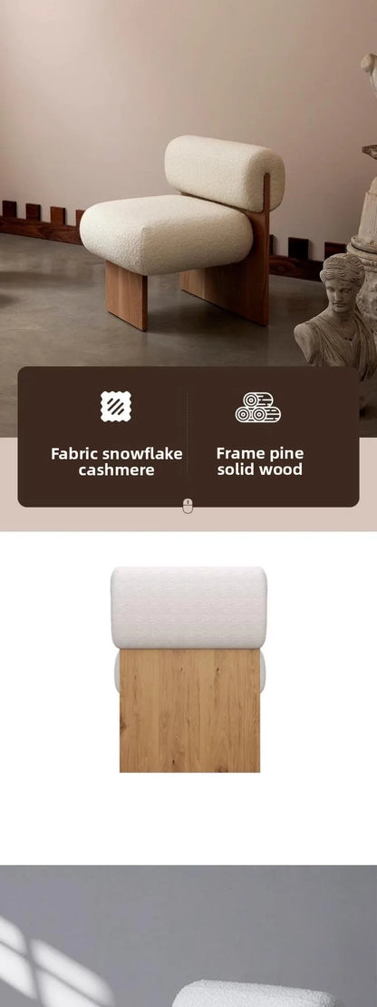 Wabi Sabi Style Single Sofa Chair, Casual Designer, Small-sized Solid Wood Hotel, Homestay, Living Room, Balcony, Single Chair