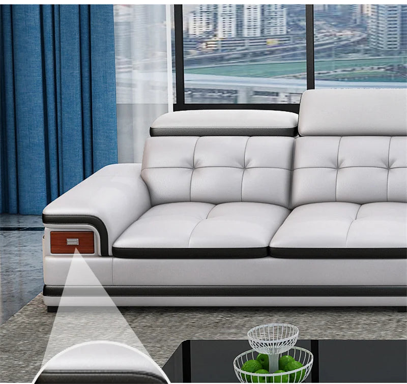 Sofa Modern Living Room Sofas Massage Leather Living Room First Layer Cowhide Intelligent Multifunctional Mobile Phone Charging
