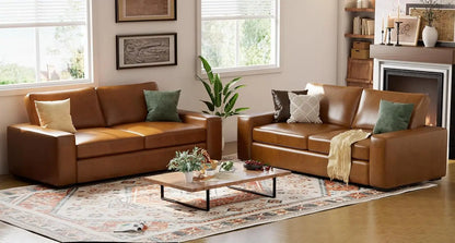 ELUCHANG 85" Modern Sofa Couches for Living Room, 3 Seater Sofa, Natural Linen Deep Seat Sofa with Upholstered Cushion