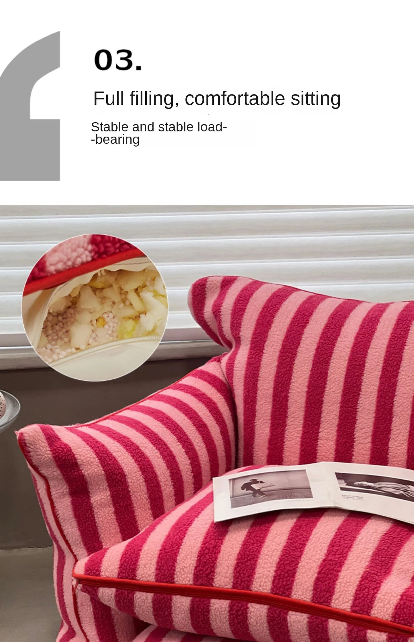 MOMO Simple Household Living Room Leisure Lazy Sofa Net Red Striped Bedroom Tatami Creative Backrest Chaise Longue