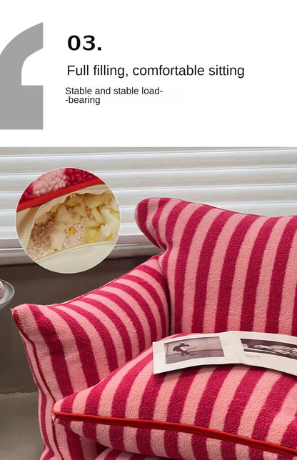 MOMO Simple Household Living Room Leisure Lazy Sofa Net Red Striped Bedroom Tatami Creative Backrest Chaise Longue