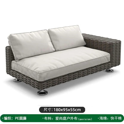 Outdoor leisure sofa, courtyard balcony, coffee table combination, outdoor outdoor garden, rattan woven leisure furniture