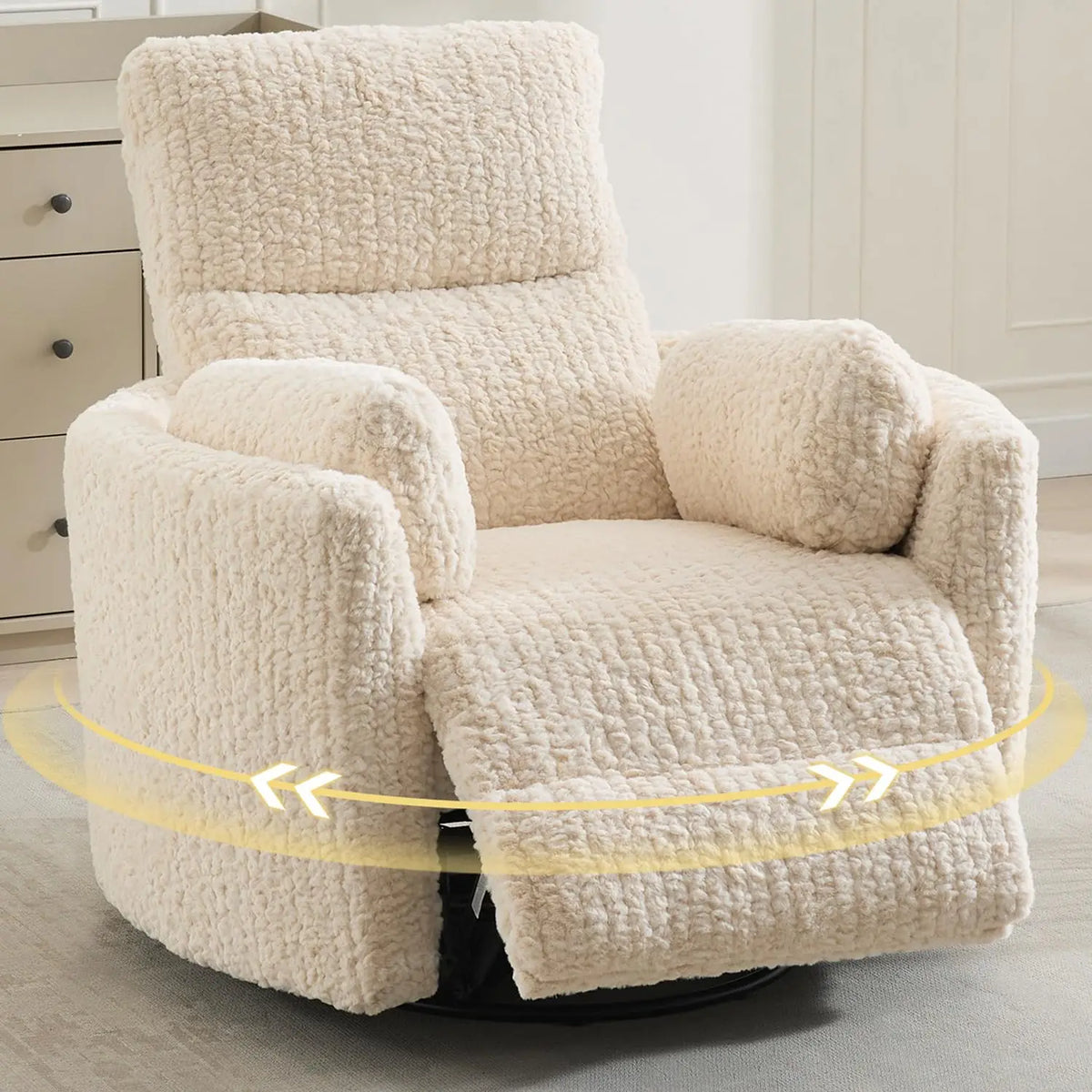 TODRANI Power Swivel Glider Rocking Recliner Nursery Chair with 2 Pillows, Reclining Chair with Type - C & USB Charger Ports