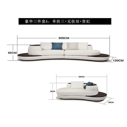 Combinaison de canapés en cuir courbés créatifs, style luxe léger, pour salon, appartement de petite et moyenne taille, moderne et simple