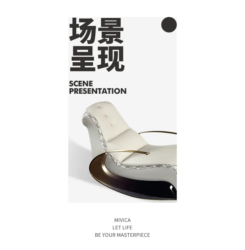 S Modern Italian Light Luxury Rocking Chair Leather Recliner Leisure Chair Single Sofa Rocking Chair