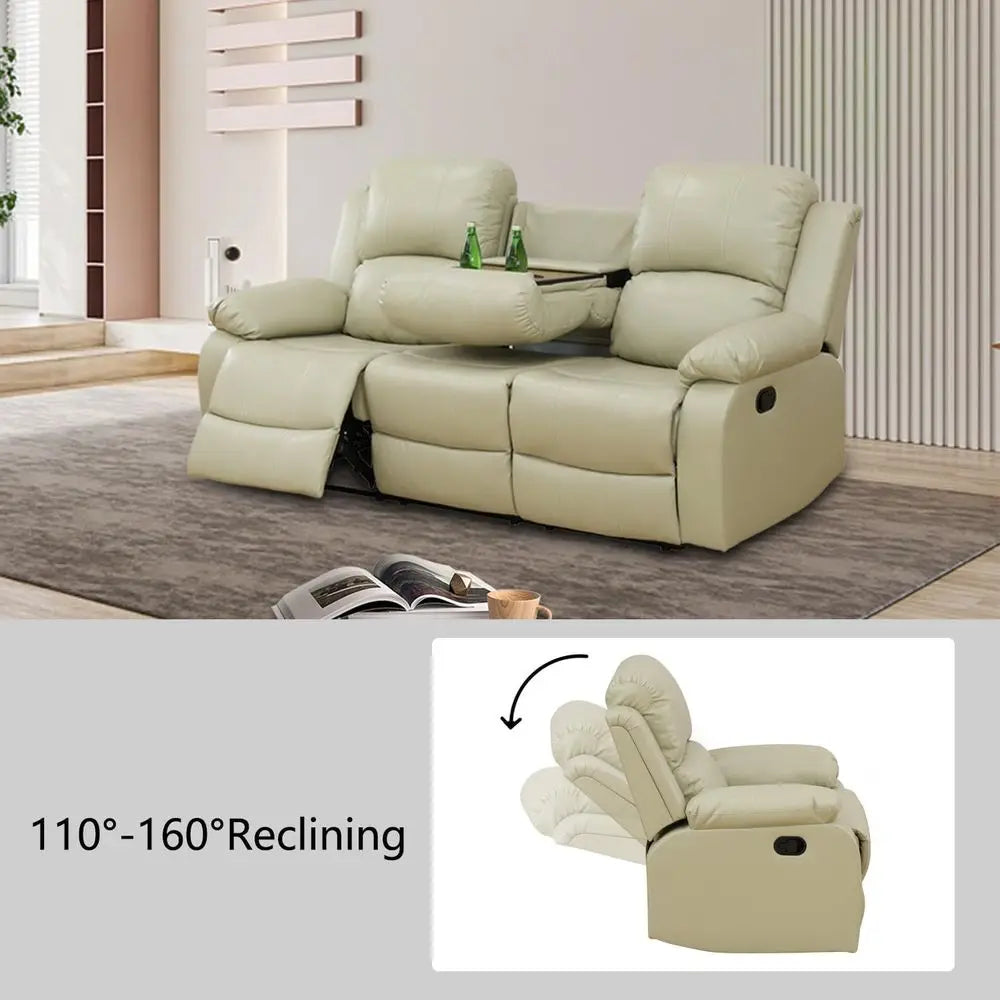 Recliner Soa Set, 3 Piece Living Room urniture Set, Manual Reclining Soa, Lovesat Couch and Chair with Cup Holders&Storage ole o