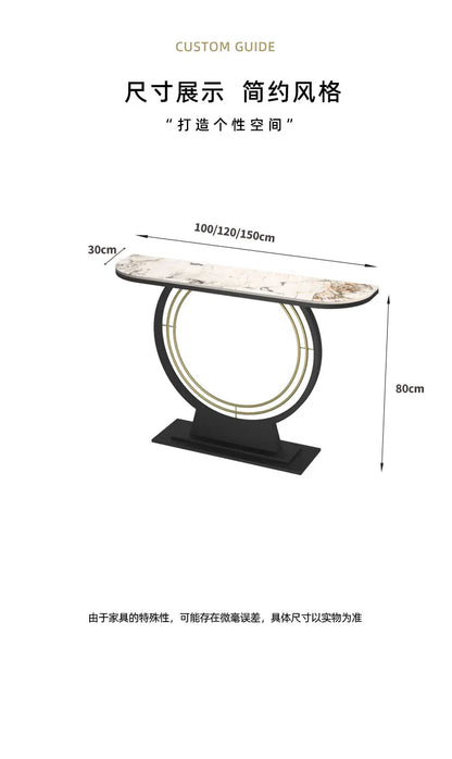 Light luxury entrance table, modern simple narrow case against the wall, aisle corridor decoration, golden end view table, entra
