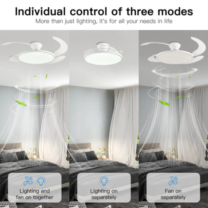 Modern Ceiling Fan Sealing Fan Led Lighting Silent Invisible Blade Lamps Suitable for Living Room Dining Room Study Kitchen