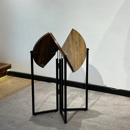 Small round wooden coffee table metal living room and dining room furniture custom designed