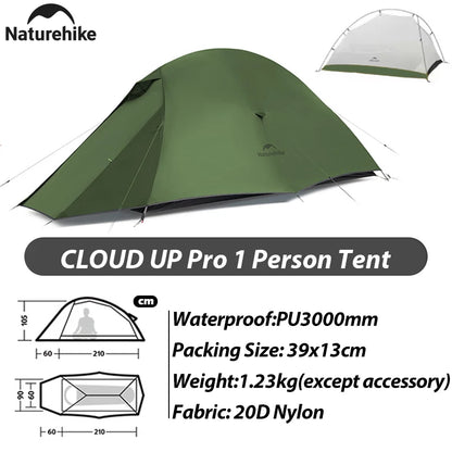 Naturehike Cloud Up Pro Tent 1 2 Person 20D Ultralight Portable Waterproof Camping Tent Outdoor Hiking Travel Backpacking Tent