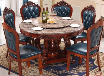 -Round Dining Table With Rotating Centre European Style Dining Table Set Carved Luxury Dining Table