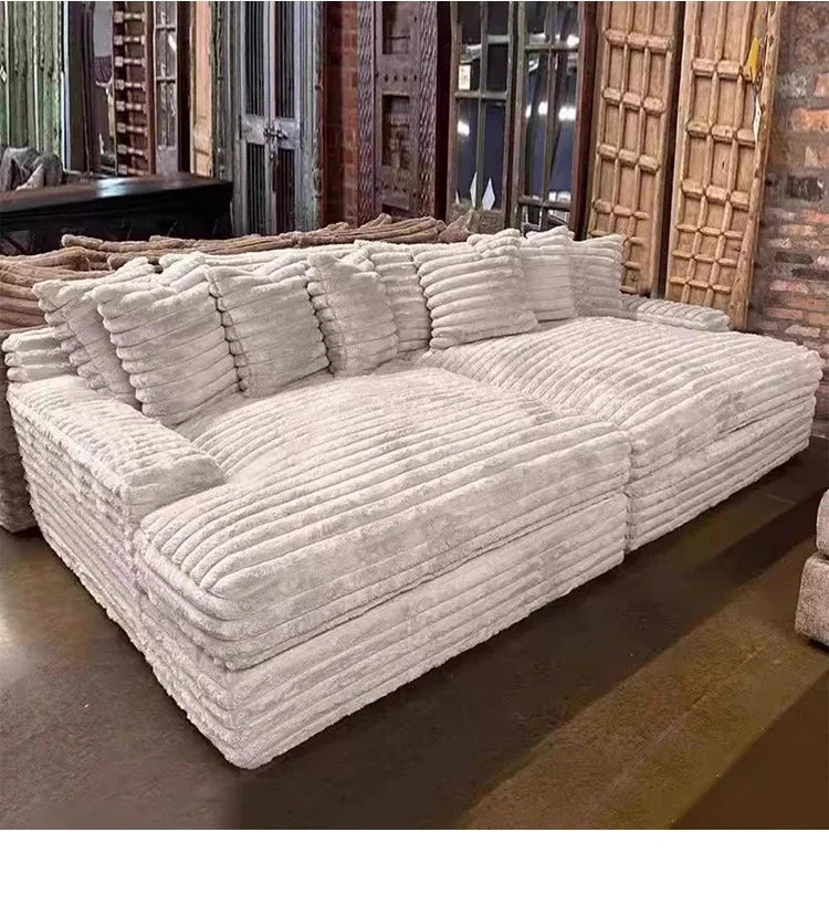 Nordic Sofabed Vacuum Compression Sofa Bed Modern Simple Lazy Sofa Bed  Thick Strip Velvet Large Sofa Bed Living Room Furniture