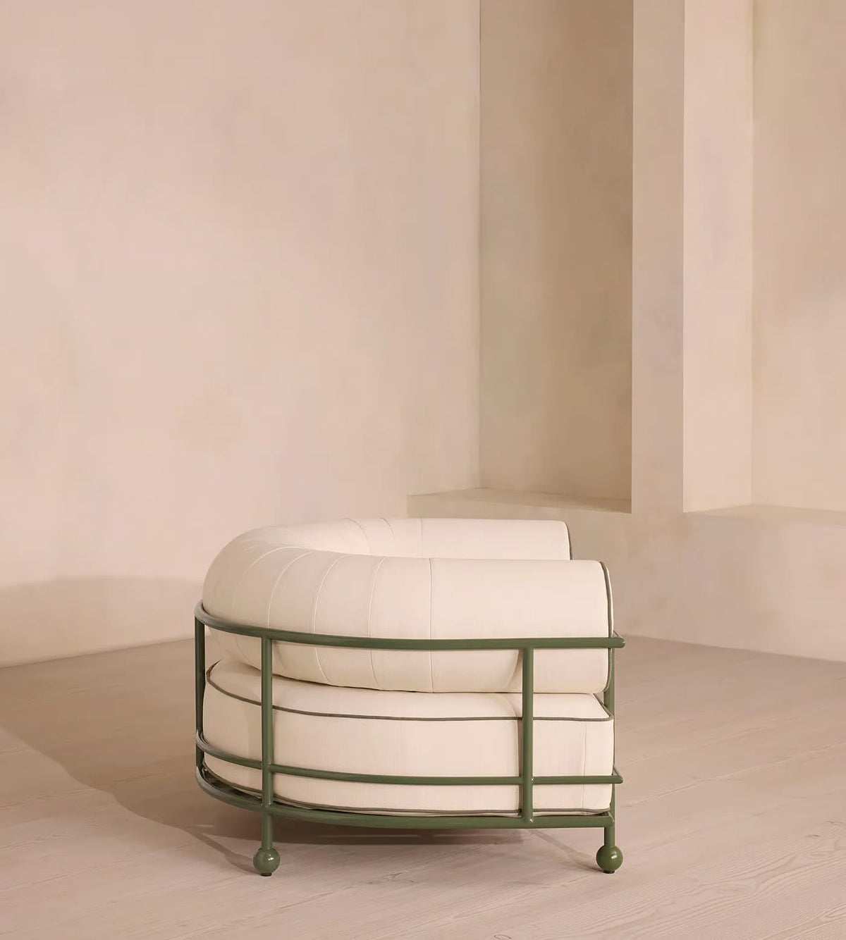 Modern aluminium garden armchair with flexible seating and natural woven chair for outdoor furniture