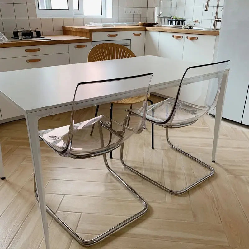Furniture Stool Modern Transparent Chairs Designer Metal PC Plastic Dining Chair Home Creative Backrest Dining Table Stools