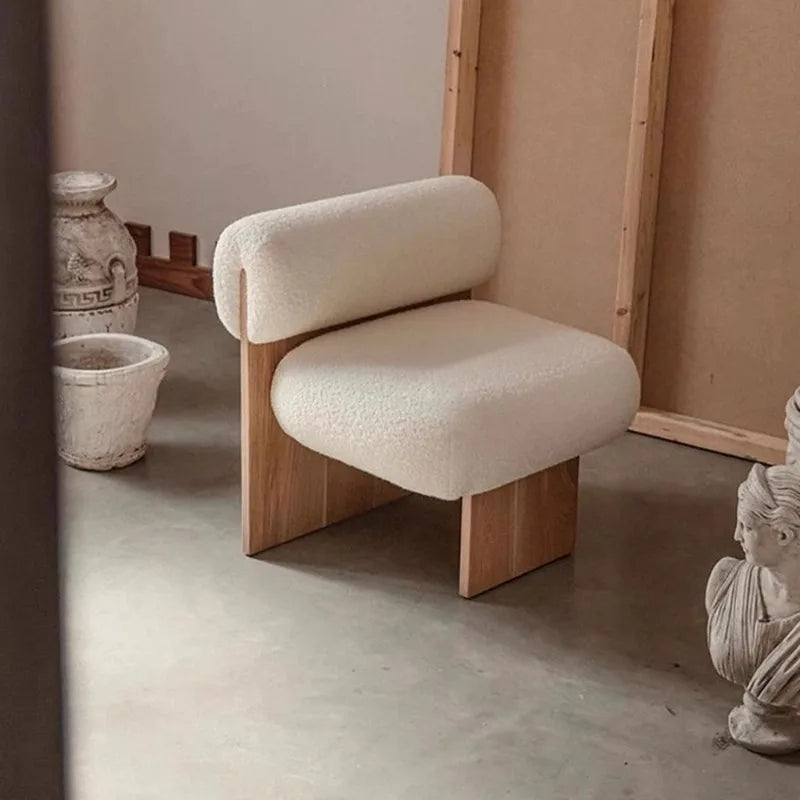 Wabi Sabi Style Single Sofa Chair, Casual Designer, Small-sized Solid Wood Hotel, Homestay, Living Room, Balcony, Single Chair