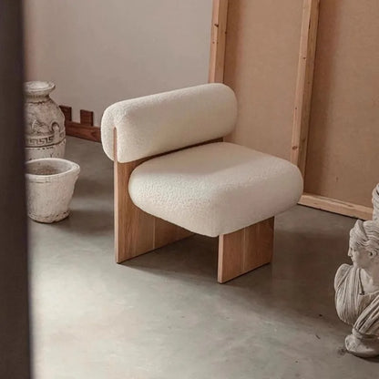 Wabi Sabi Style Single Sofa Chair, Casual Designer, Small-sized Solid Wood Hotel, Homestay, Living Room, Balcony, Single Chair