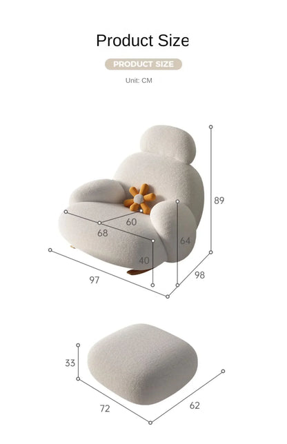 Nordic Bedroom Creamy Velvet Rocking Lounge Chair,living Room Balcony,rotatable Single Person Large White Bear Leisure Chair