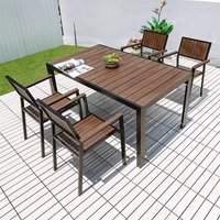 Metal Backyard Table Outdoor Table Garden Table Large 150cm Patio Table Wood-plastic Waterproof Table Room Kitchen Hotel Terrace