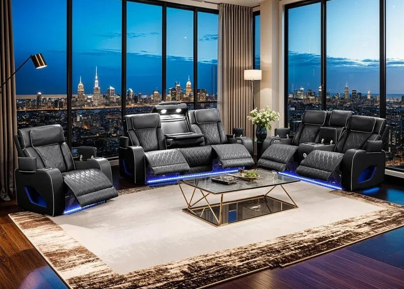 Modern Style Upholstery Recliner 3PC Living Room Set, Wood Frame, Massage Function Included, Gray Color, NJ Inventory