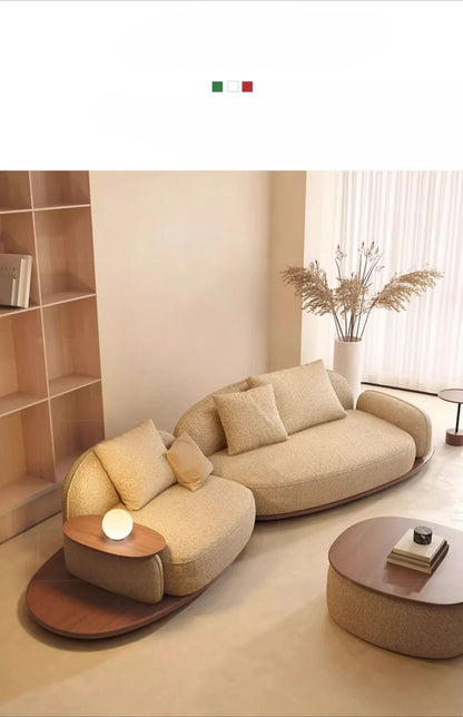 Living Room Coffee Table Designer Creative Three-person Log Style Furniture Modern Simple Modern Morocco Fabric Sectional Sofas