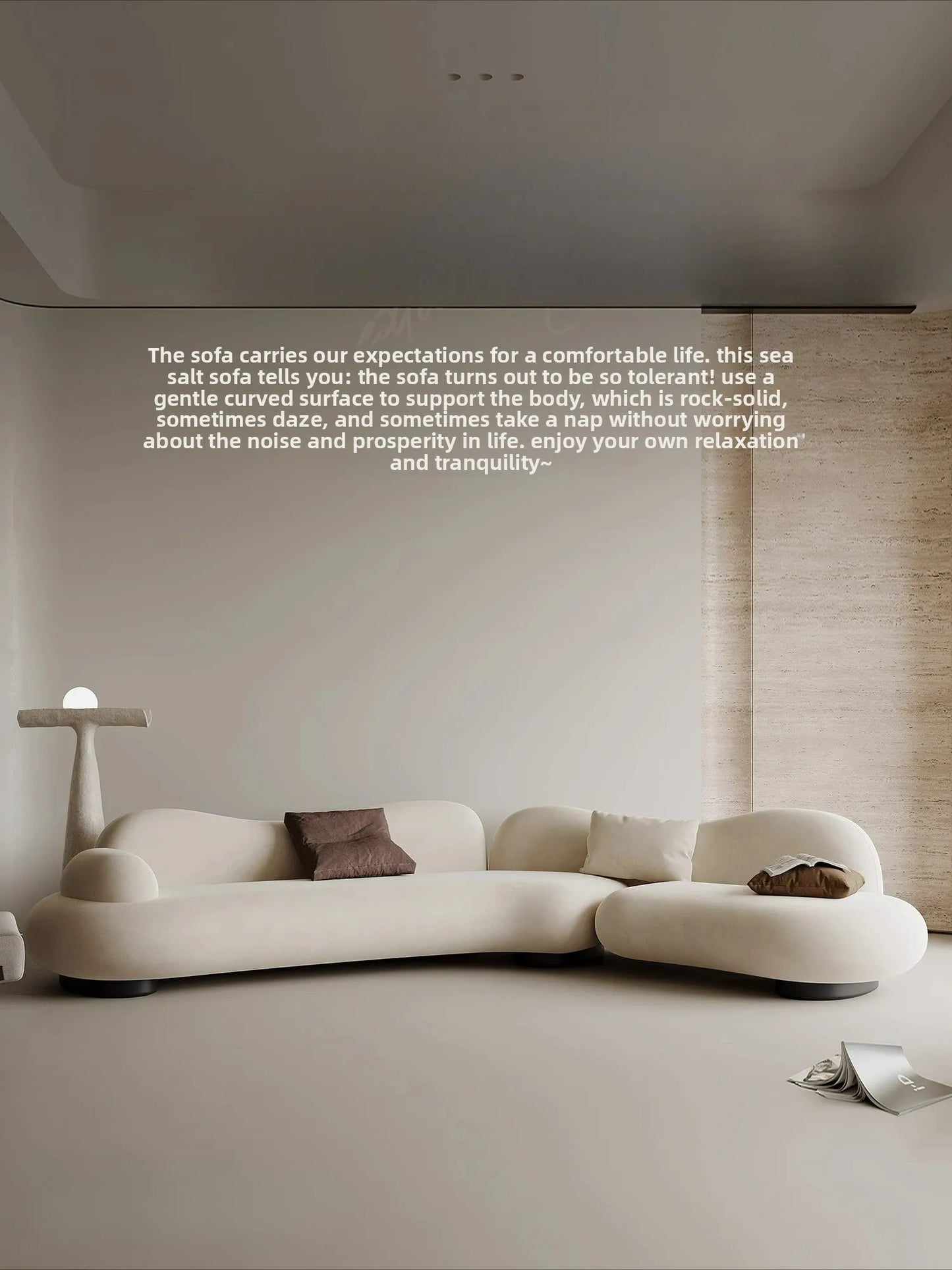Fabric sofa curved living room size apartment Italian minimalist designer
