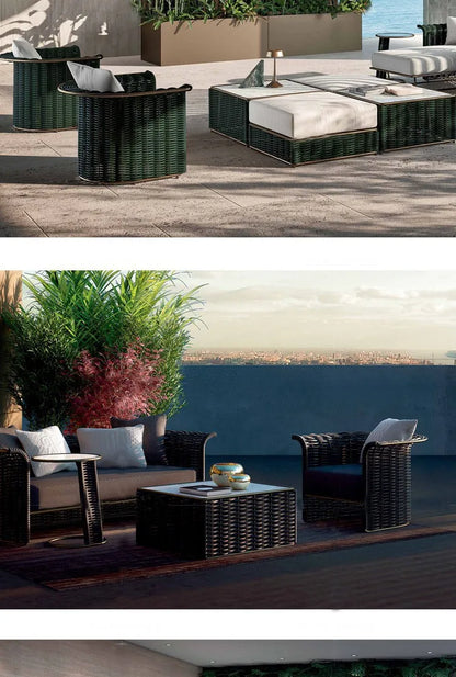 Outdoor sofa courtyard terrace simple rattan sofa waterproof sunscreen balcony rattan chair furniture