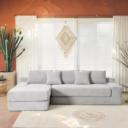 L-Shaped Sectional Couches for Living Room with Memory Foam, No Assembly Convertible Sofa Bed, Corduroy Fabric Customized