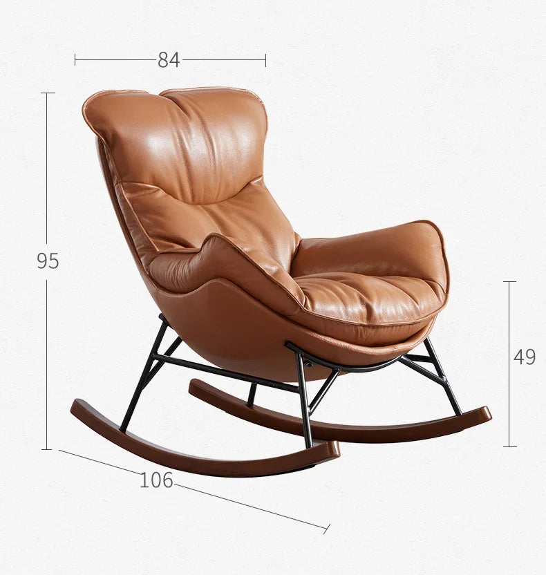 Light luxury feather leather sofa chair fabric lazy recliner modern