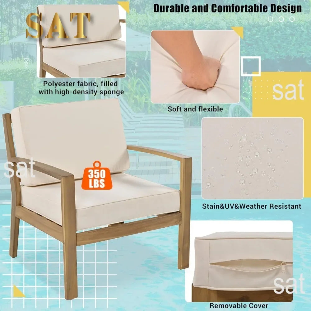 K 6 Piece Patio Sectional Sofa Set with 3-Seats Couch,Coffee Table, Ottoman and Removable Cushion for Garden Poolside