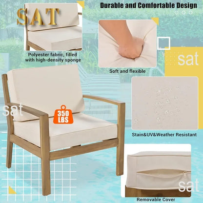 K 6 Piece Patio Sectional Sofa Set with 3-Seats Couch,Coffee Table, Ottoman and Removable Cushion for Garden Poolside