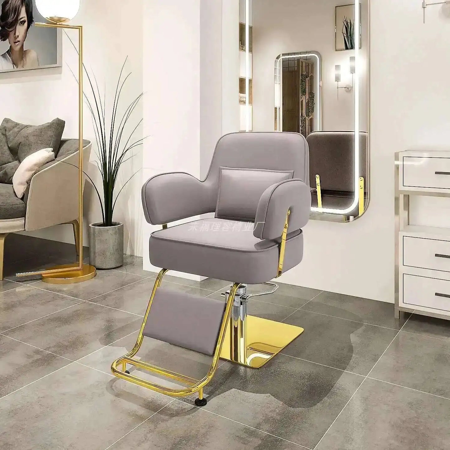 Furniture Fashionable Grey Barber Chair Glamour Elegant Barbería Professional Comfy Hairdressing Chair Modern Simple Silla De