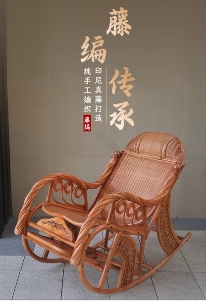Manufacturers supply adult bedrooms, elderly rocking chairs, real rattan leisure balcony recliners
