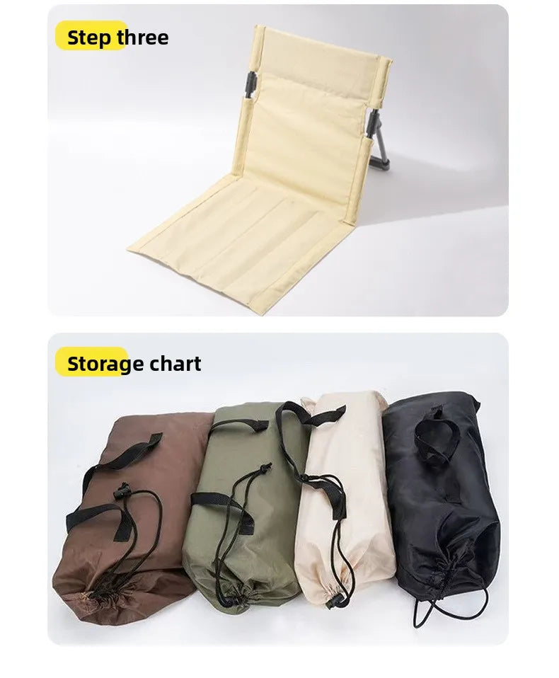Outdoor Aluminum Alloy Support Pole Lawn Chair Camping Portable Lazy Cushion Extended Folding Backrest Grass Chair