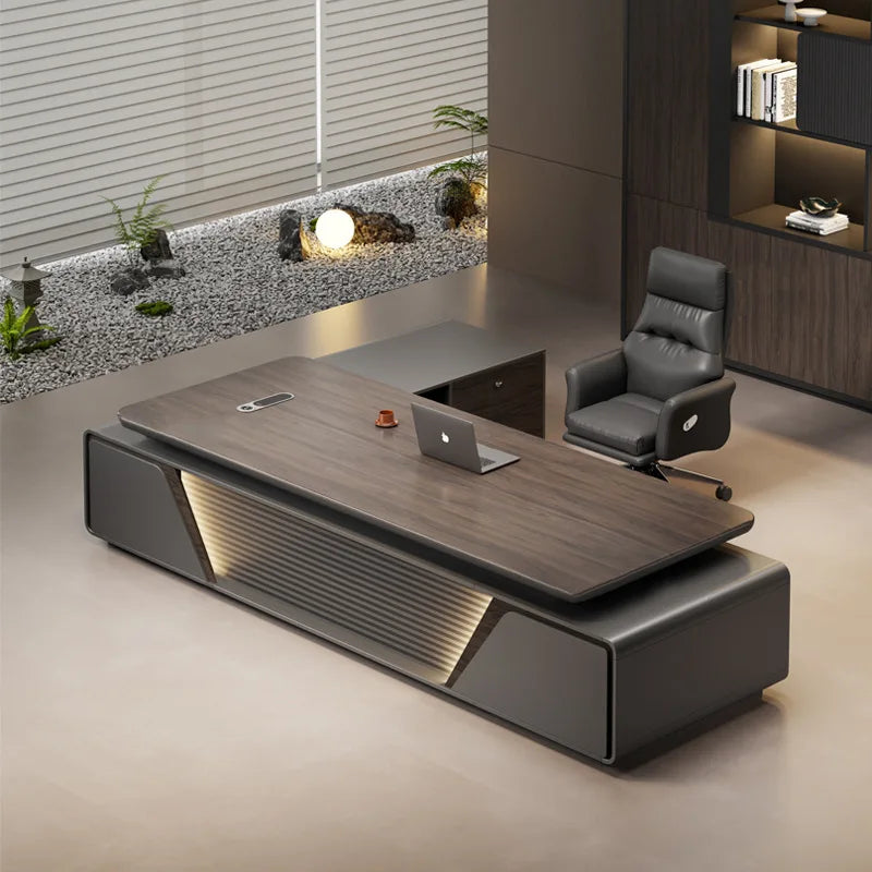 Modern boss desk light luxury high-end paint desktop large desk simple president table manager table and chair combination