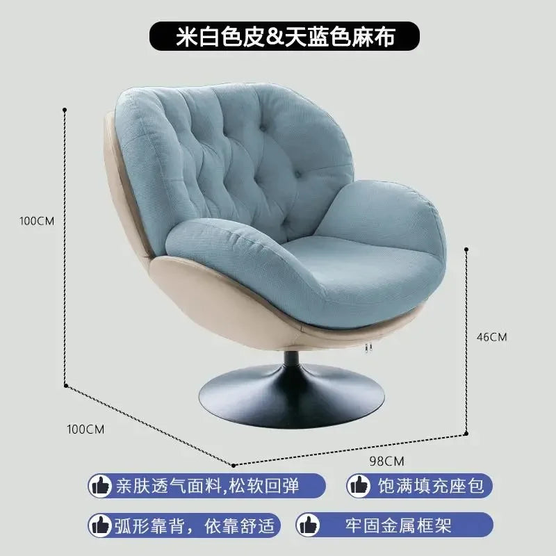 Ergonomic Reclining Chair for Living Room, Grey Nordic Style, Back Support, Rotating Footrest, Luxury Decoration