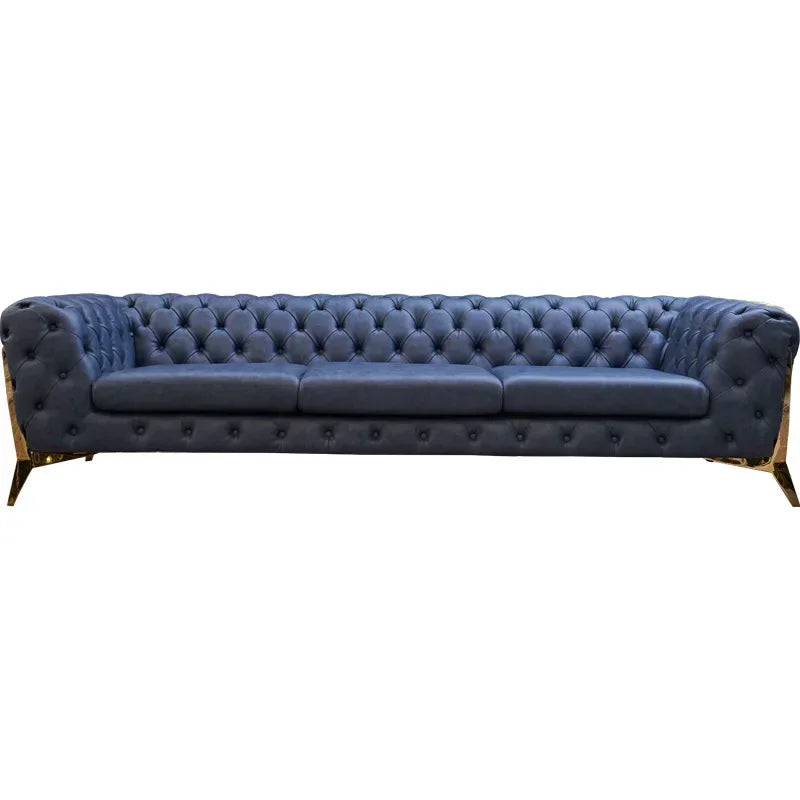 Postmodern light luxury sofa blue leather art 1+2+3 combination living room Italy Hong Kong new classical furniture custom