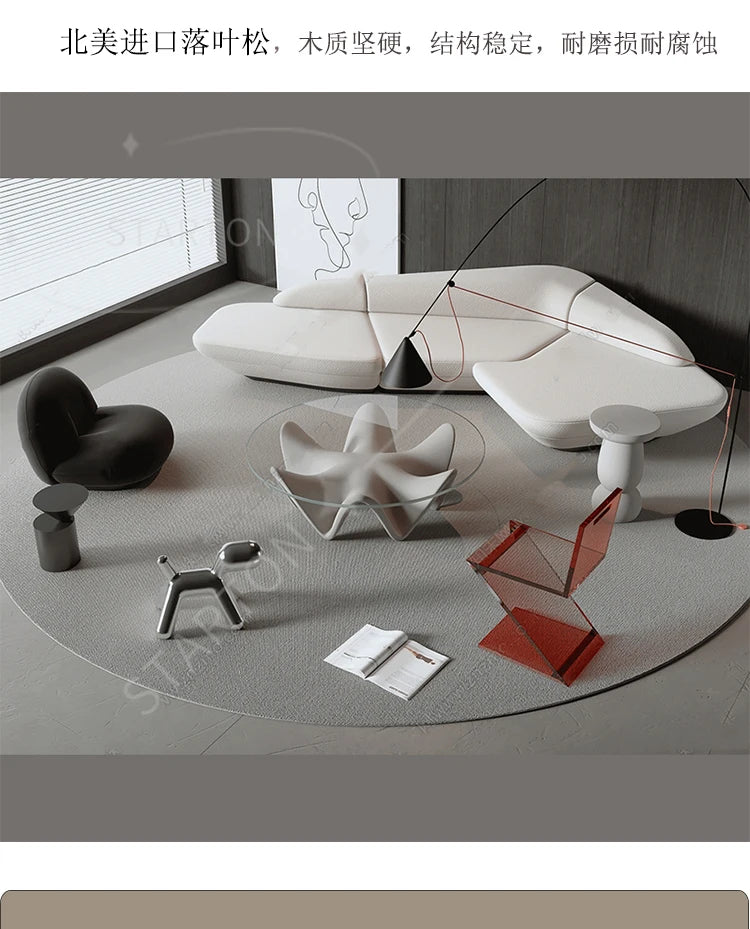 Relaxing Leisure Salon Muebles Furniture Gaming Curved Sofa Reception Modern Designer High Quality Room Decor Living Room Sofas