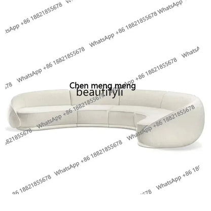 ss 8350  Italian Minimalist Modern Light Luxury Arc Semicircle Fabric French Sofa for Multi-User