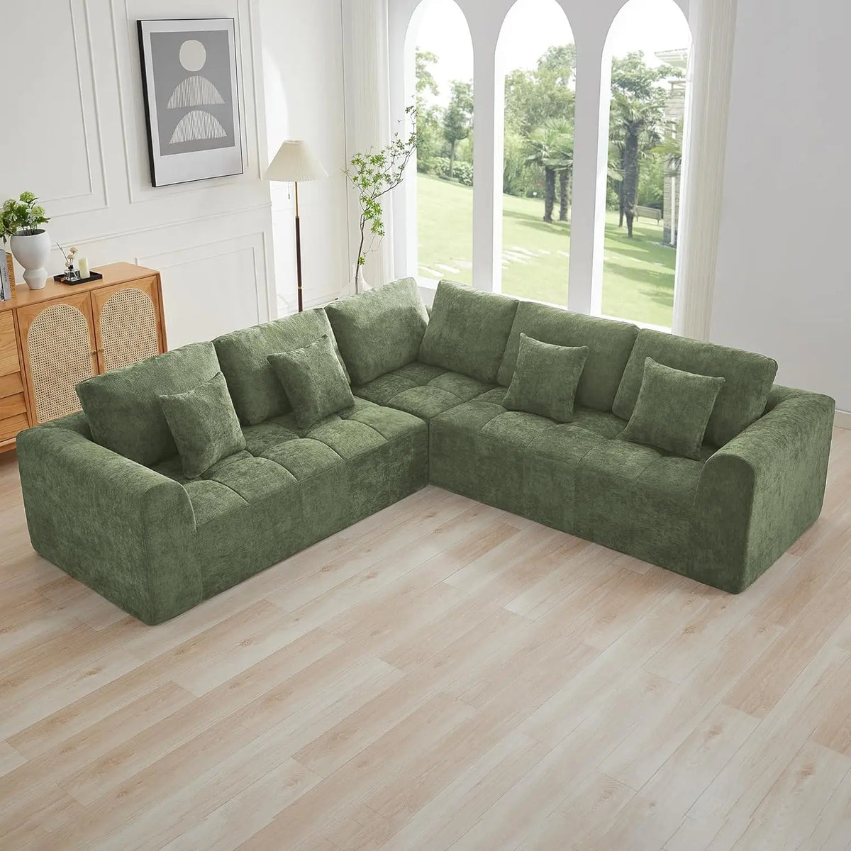 110''Modular Sectional Couches for Living Room, Compressed Sectional Sofa, Oversized L Shaped 5 Seater Upholstere