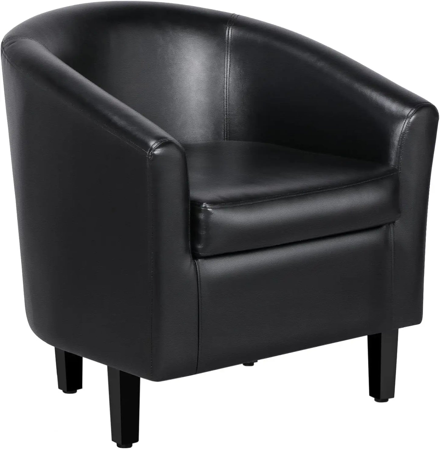 PU Leather Accent Chairs, Modern Barrel Chairs Side Chairs, Comfy Club Chairs with Soft Padded, 2 Chairs for Living Room