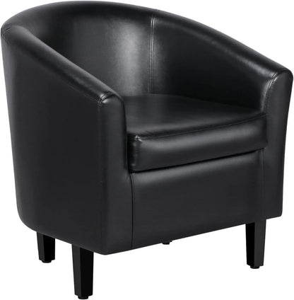PU Leather Accent Chairs, Modern Barrel Chairs Side Chairs, Comfy Club Chairs with Soft Padded, 2 Chairs for Living Room